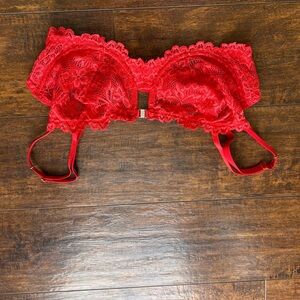 Red Lace Strapless Balconette Bra - Women Intimates